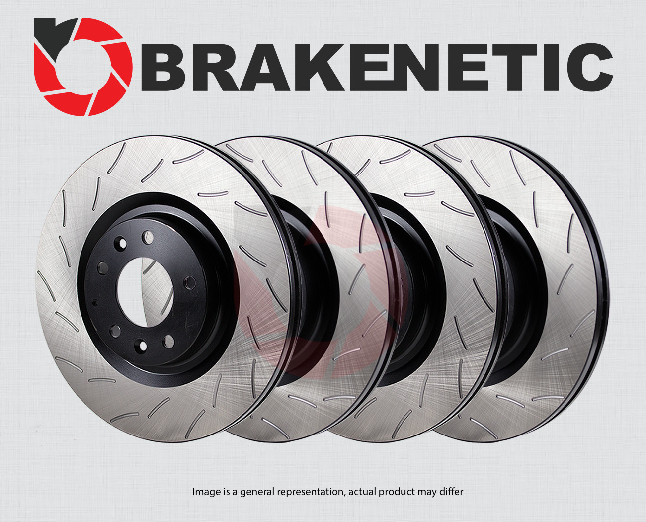 FRONT+REAR BRAKENETIC Premium RS Slotted Brake Disc Rotors BPRS89521