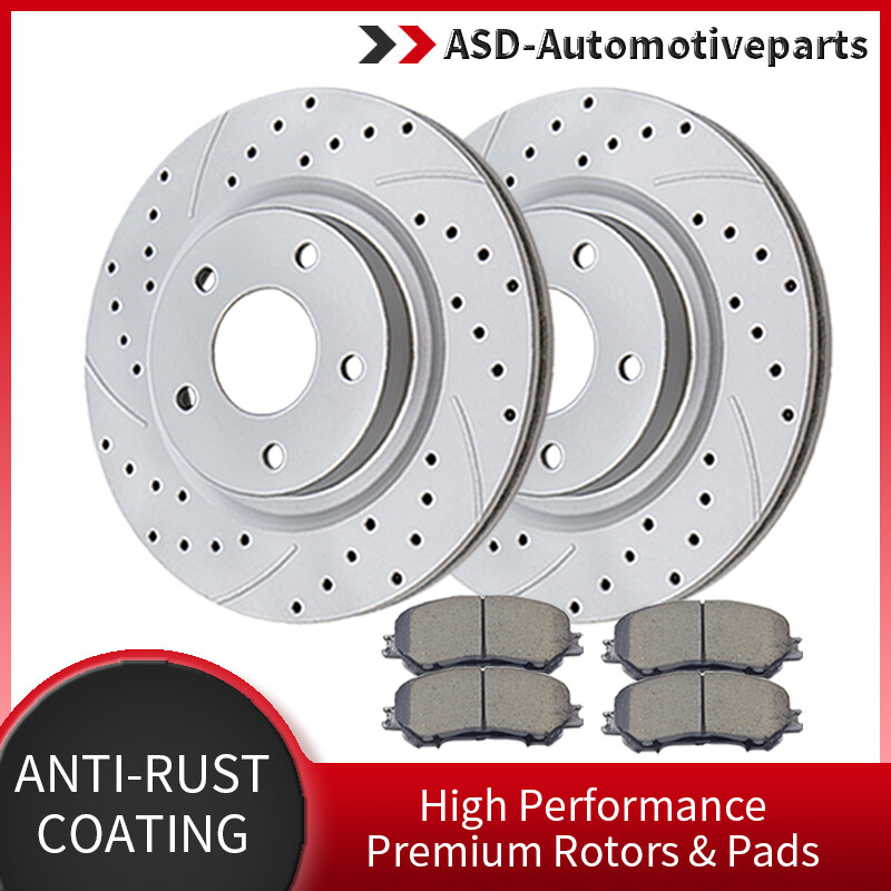 Front Drilled Rotors Disc Ceramic Brake Pads Fot 2014-2017 Nissan Rogue Brakes