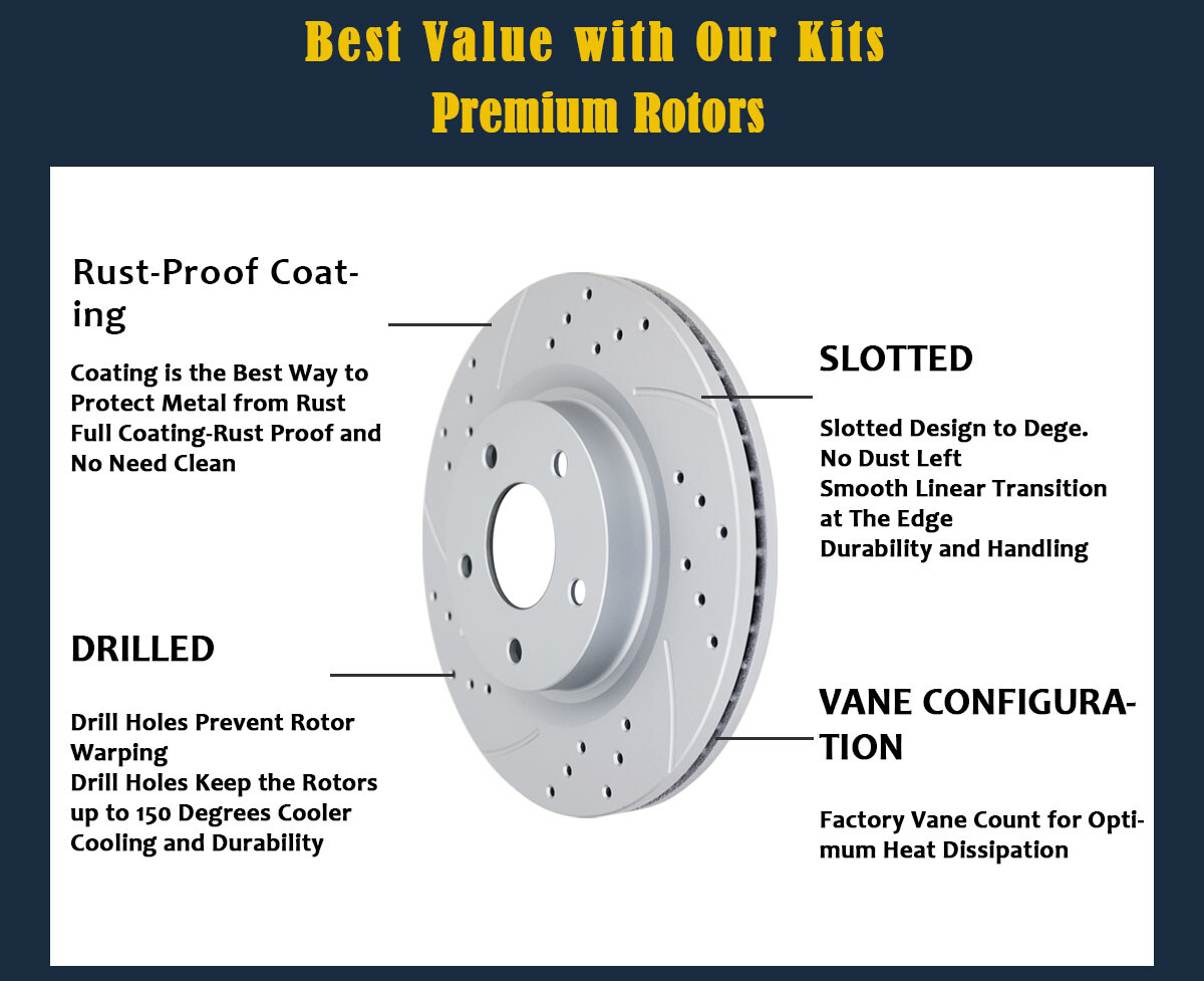 275mm Front Brake Rotors Pads for Toyota RAV4 Scion XB Drilled Slotted Brakes