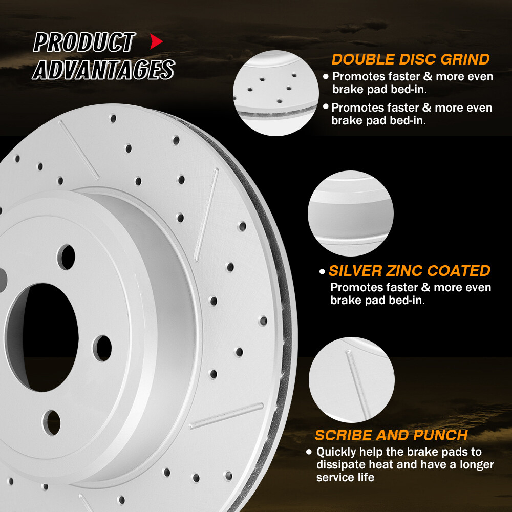 Front Rear Drilled Brake Rotors for Hyundai Elantra GT Veloster Kia Forte Soul
