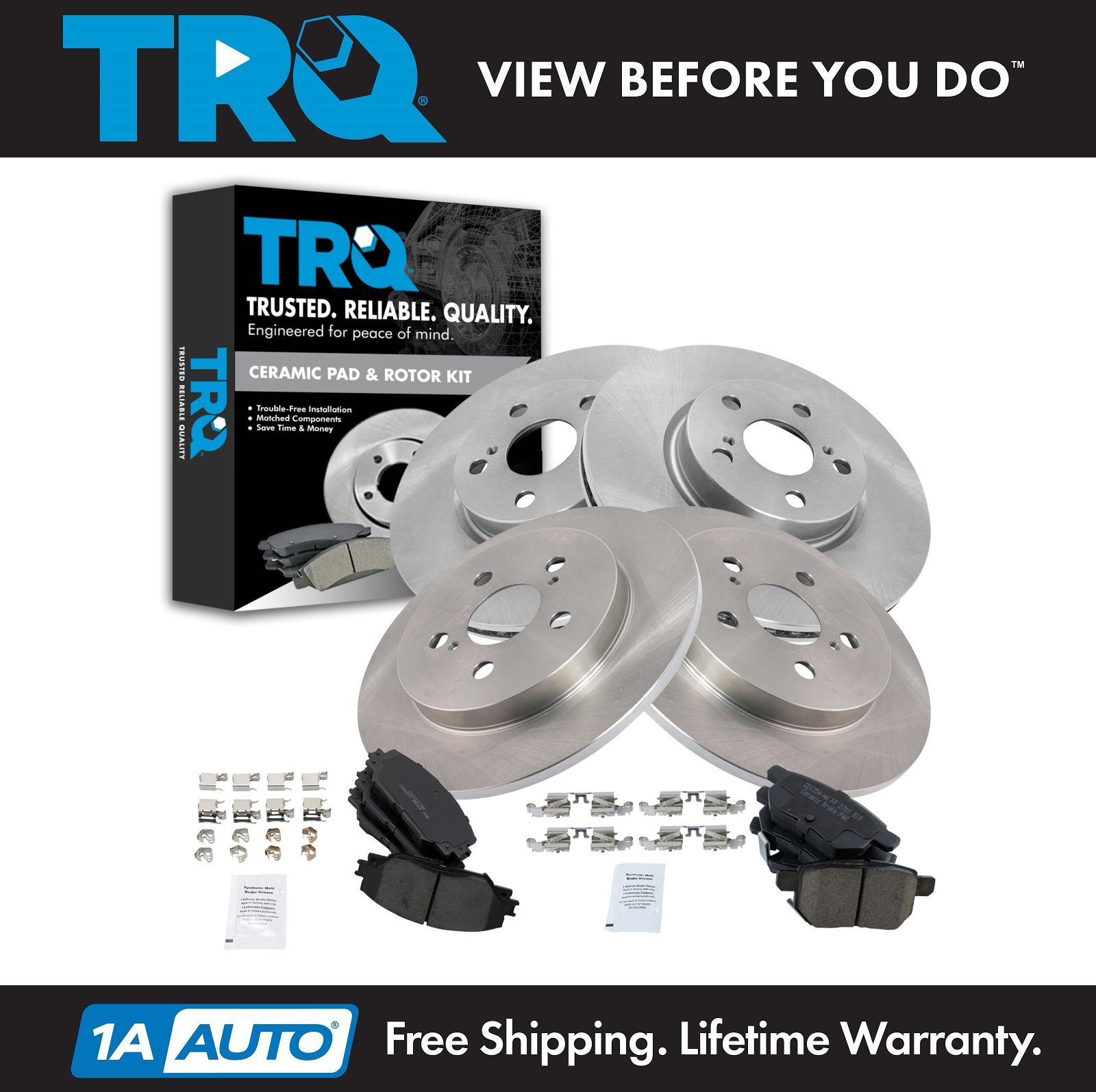 TRQ Front & Rear Ceramic Disc Brake Pad & Rotor Kit for Corolla Matrix