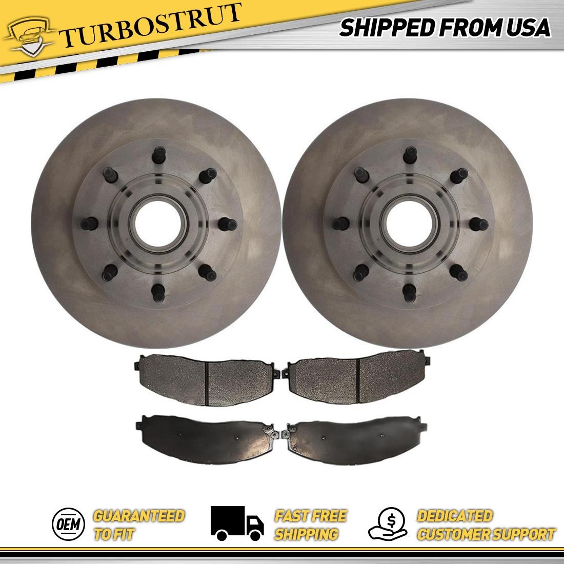 Front Disc Brake Pad Set Disc Brake Rotor fits Ford F-350 Super Duty 2012-2019