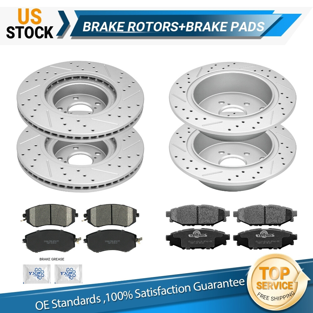 Front & Rear Drilled Slotted Rotors Brake Pads for Subaru Forester XV Crosstrek
