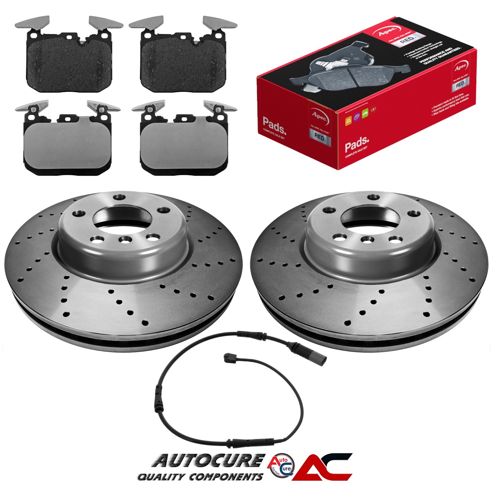 FOR BMW 4 SERIES 420D M SPORT F32 MK1 DRILLED FRONT BRAKE DISCS & APEC PADS