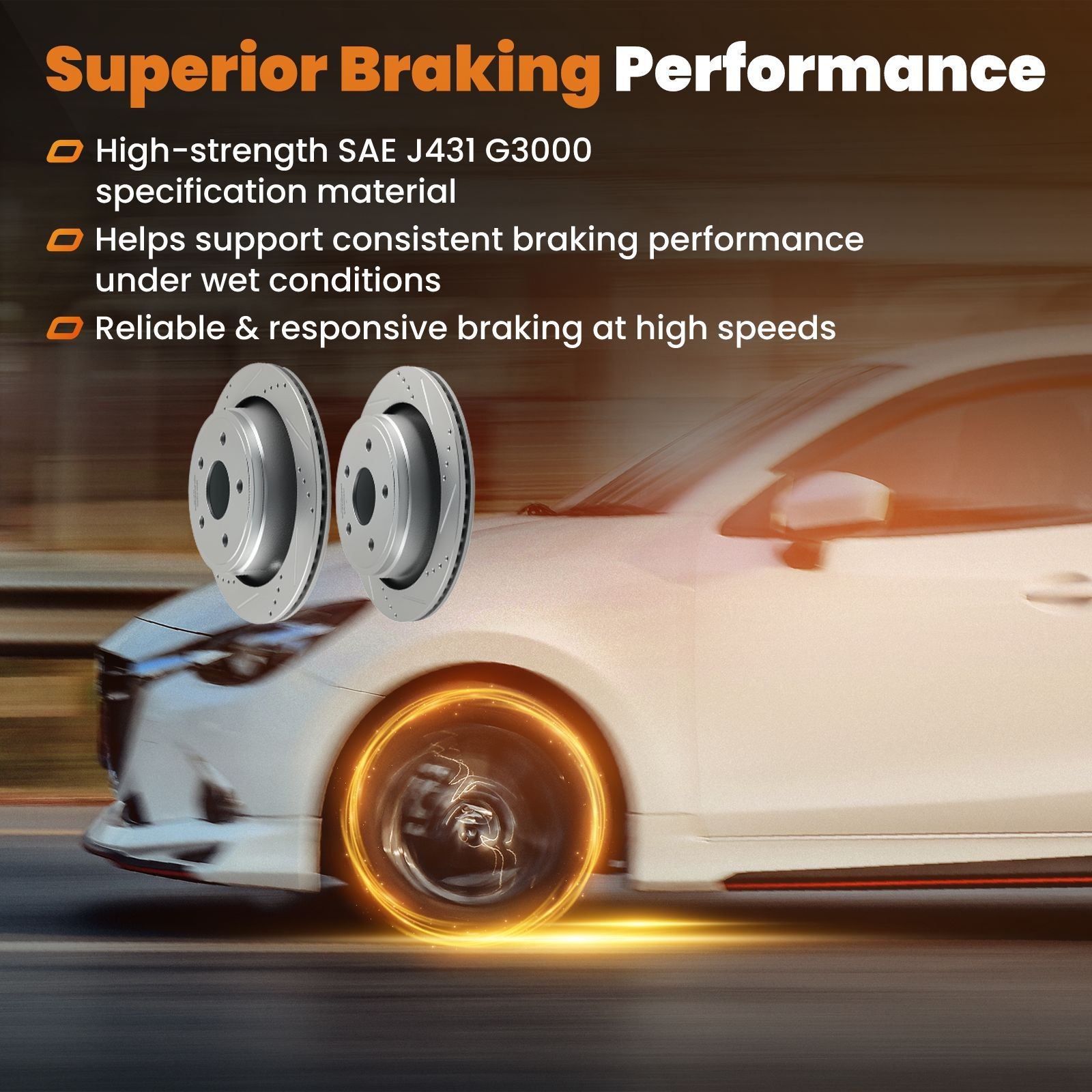 Rear Drilled&Slotted Brake Rotors for Chrysler Aspen 2007-09/Ram 1500 2011-2018