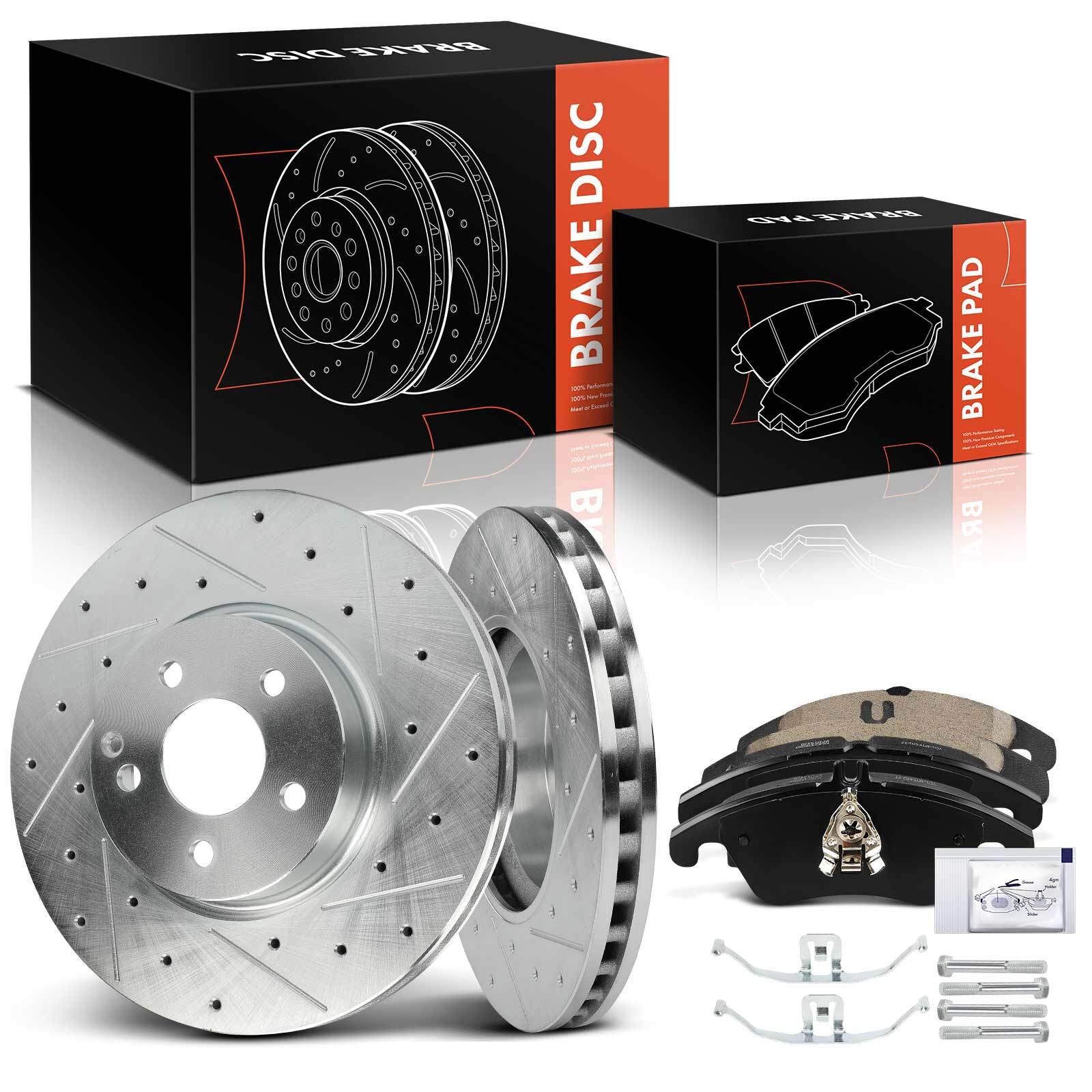 Drilled Brake Rotor & Ceramic Brake Pad for Mercedes-Benz C300 C350 E250 SLC300