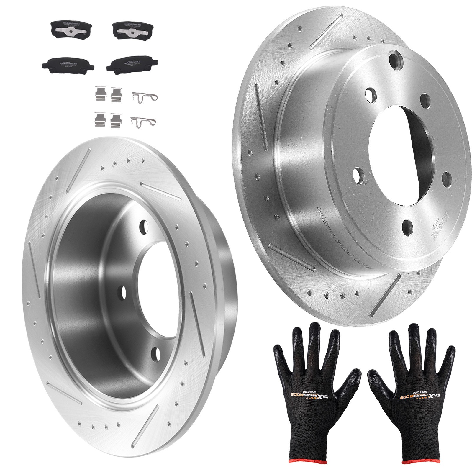 Rear Solid Brake Rotors Ceramic Pads for Chrysler 200 2011-14 Sebring 2007-2010