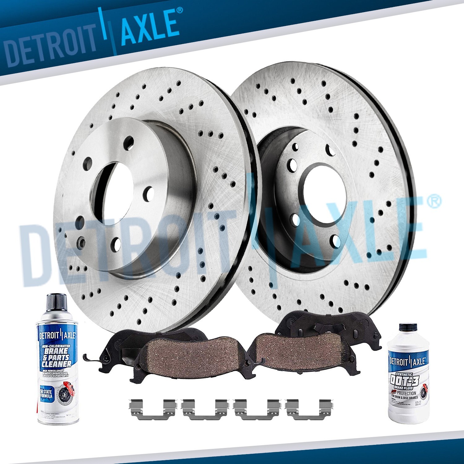 Front Drilled Brake Rotors + Ceramic Pads for Mercedes-Benz C250 C300 SLK250
