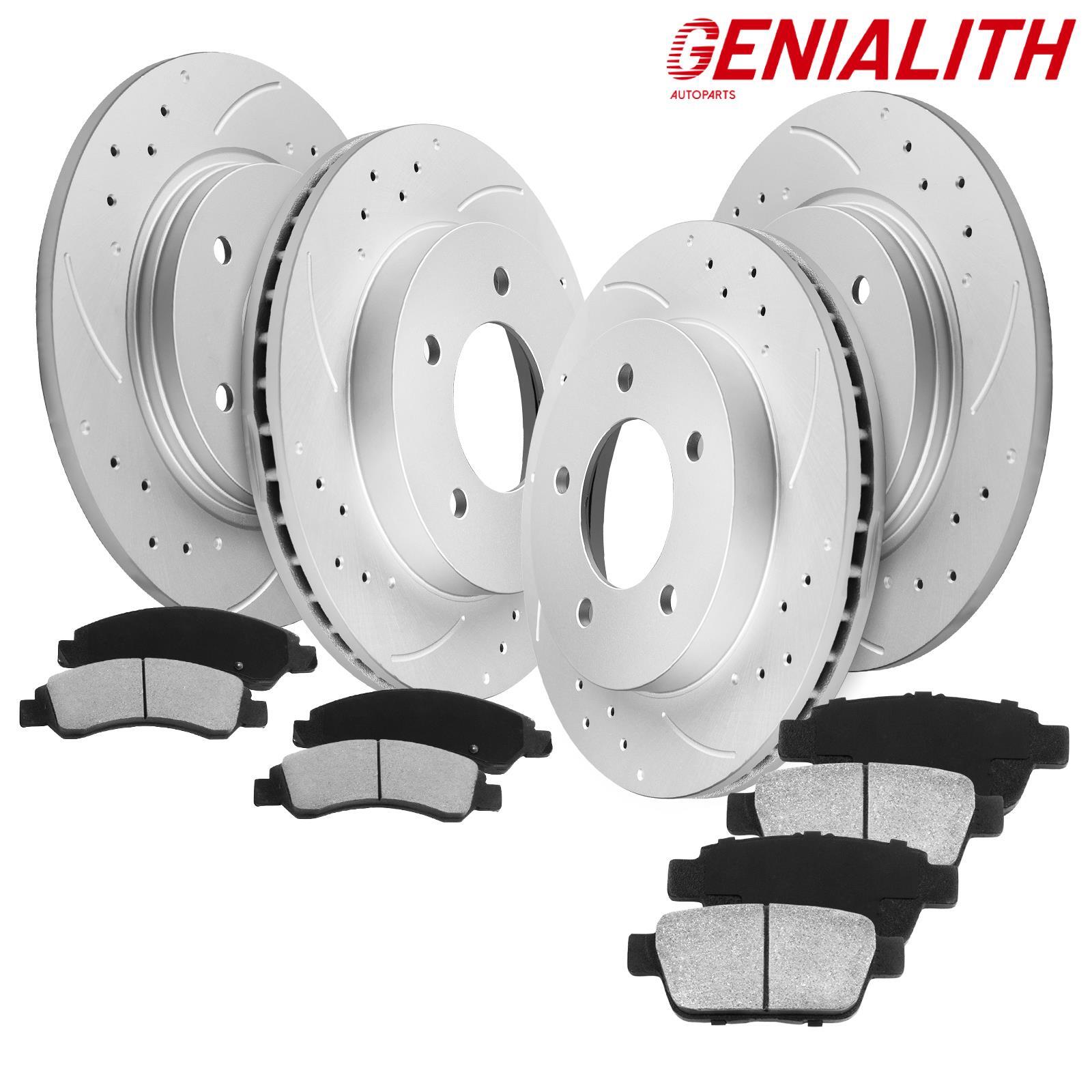 For 2011-2018 Dodge Durango Grand Cherokee Front Rear Drilled Rotors Brakes Pads