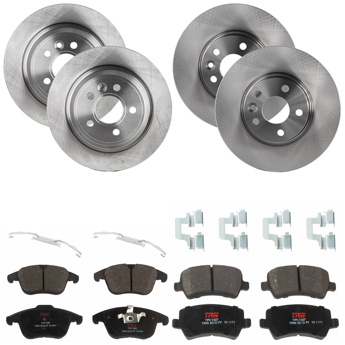 KIT-073024-6863 TRW Brake Disc and Pad Kits 4-Wheel Set Front & Rear