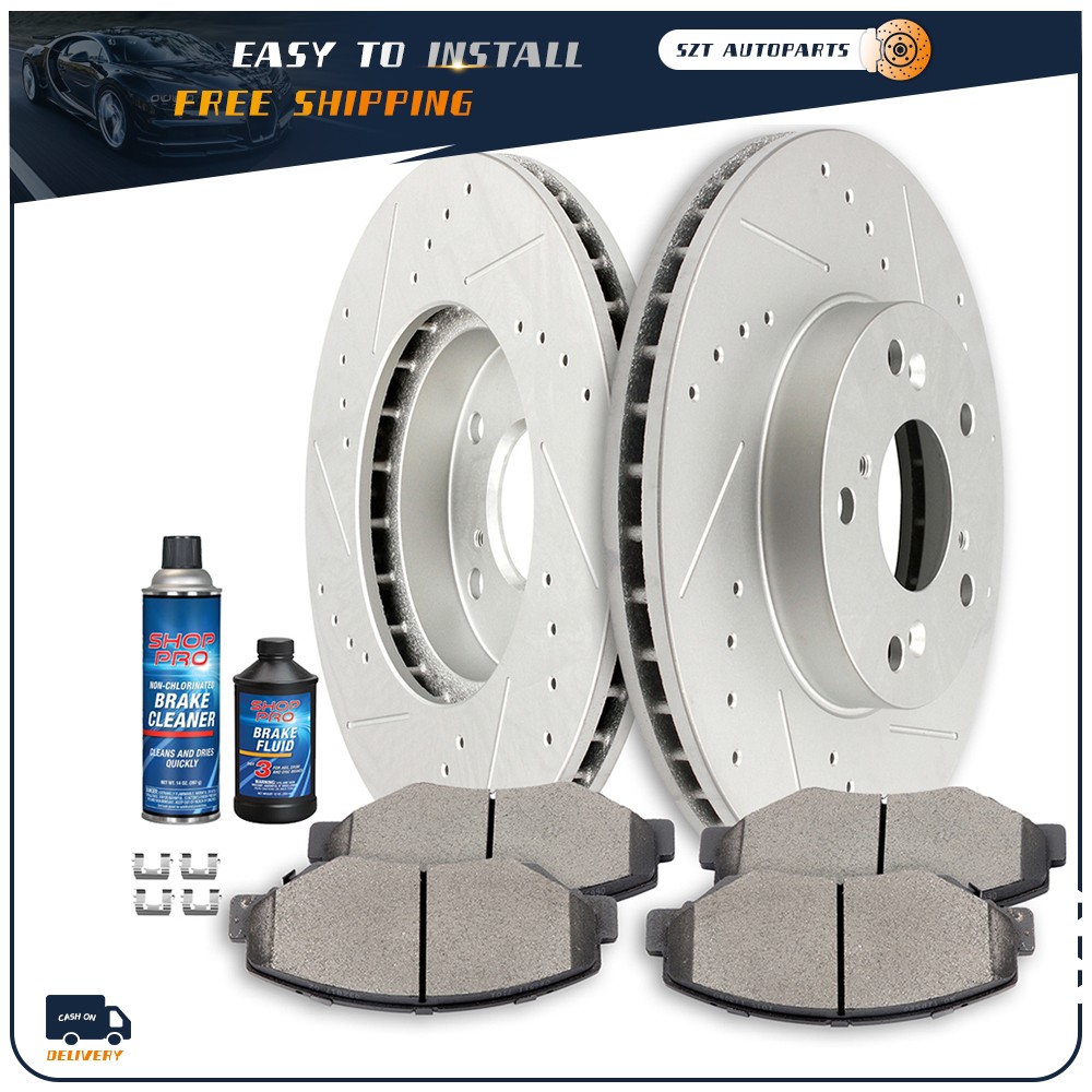 Front Brake Rotors Disc And Ceramic Pads For Honda Element Vented 2003 2004-2011