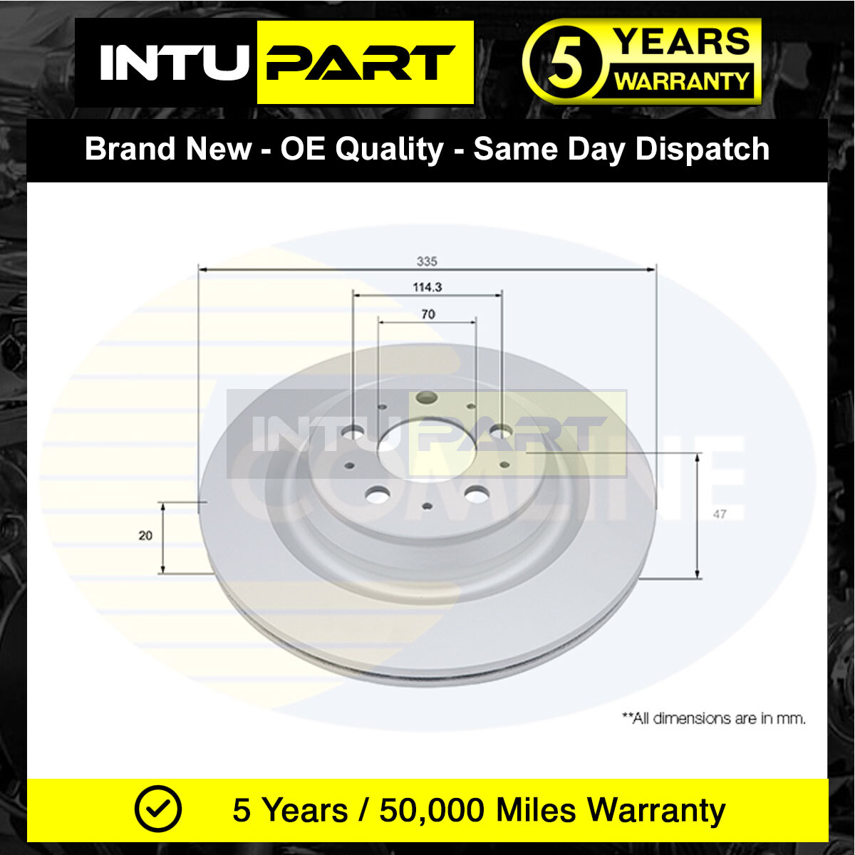 Fits Tesla Model 3 2017- Electric Intupart Rear Brake Disc #1 104463100D