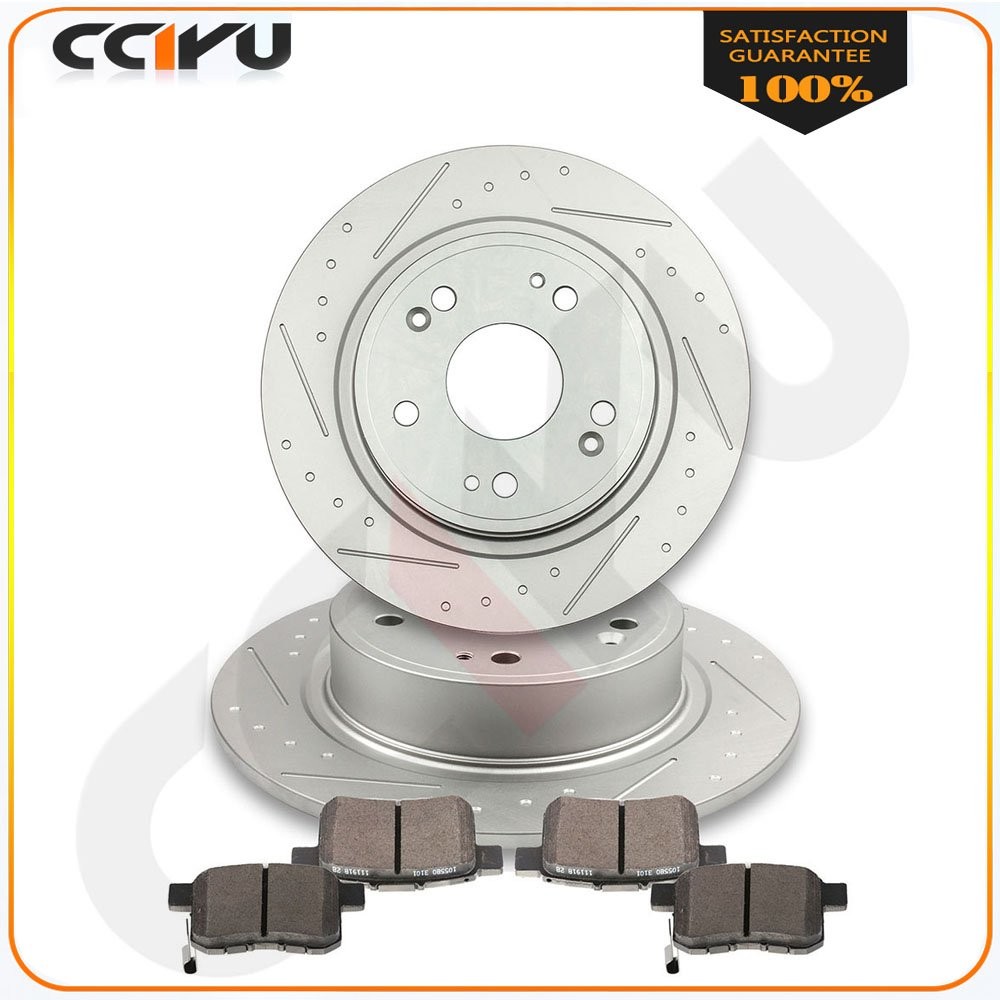 Fits Honda Accord Acura TSX 2009-2010 Rear Slotted Brake Rotors And Ceramic Pads