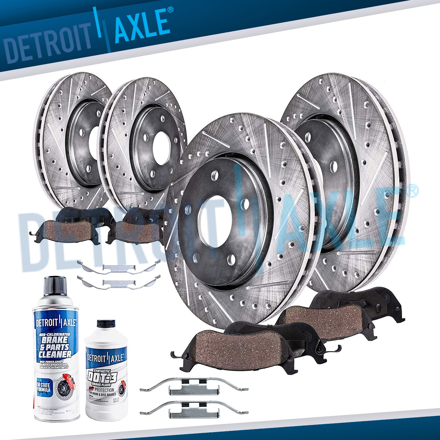 Front and Rear DRILLED Rotors + Brake Pads Kit for BMW 323i 325i 325Ci 328i E46