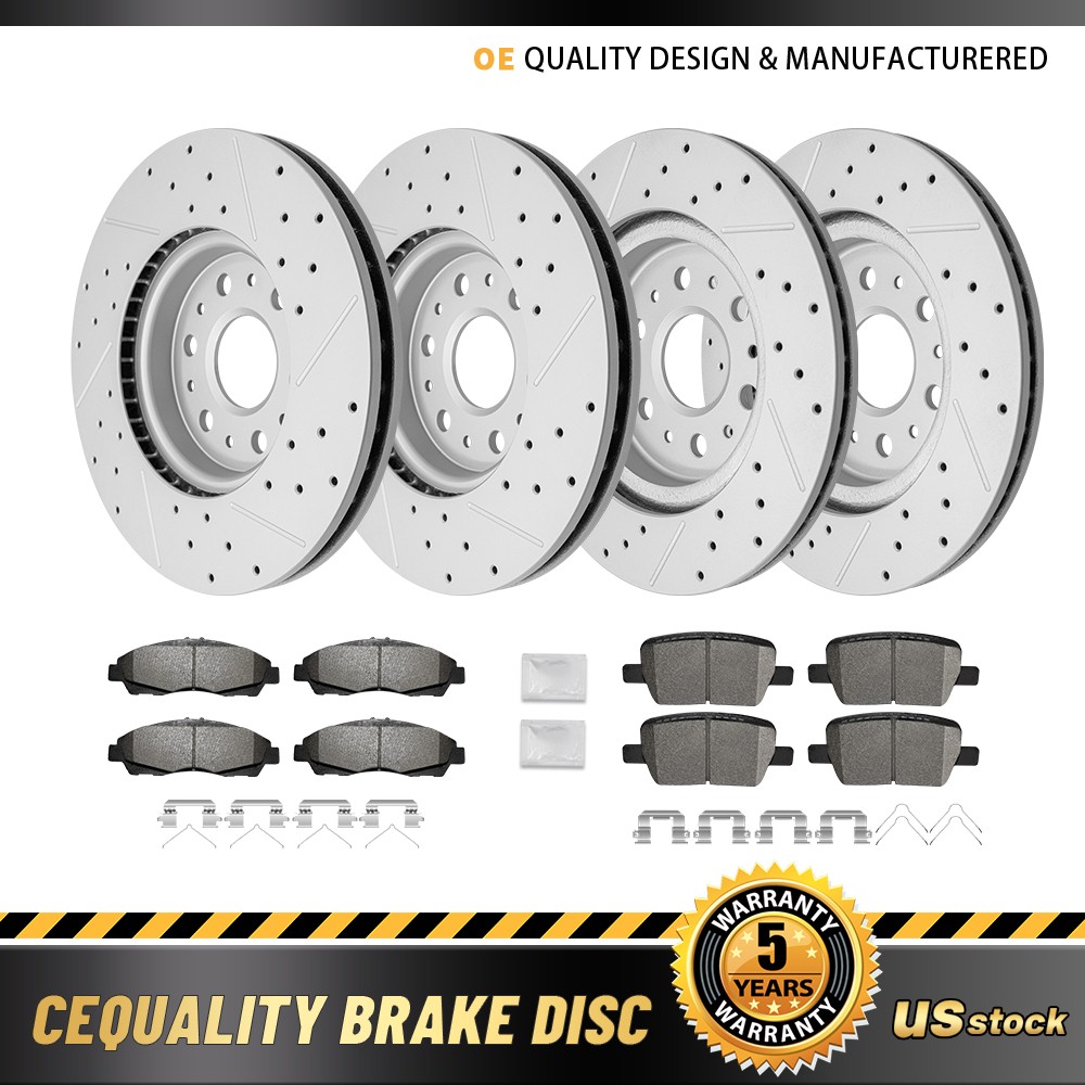 Front & Rear Drilled Brake Rotors Ceramic Pads Kit for GMC Acadia Chevy Traverse