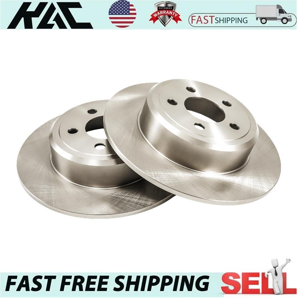 2x Solid Rear Brake Rotors For 2012-2018 Chrysler 300 2020-2023 Dodge Charger
