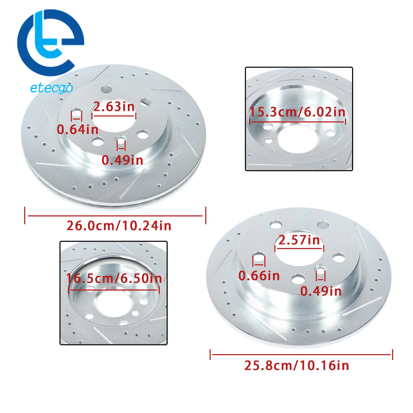 For Mini Cooper F56/F57 2015-2016 L3 1.5L Drilled Brake Rotor & Brake Pads