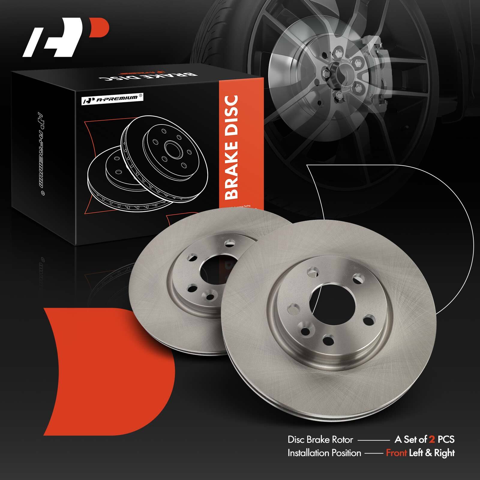 A-Premium Front Disc Brake Rotors for Volvo S60 2011-2018 XC70 V60 Land Rover