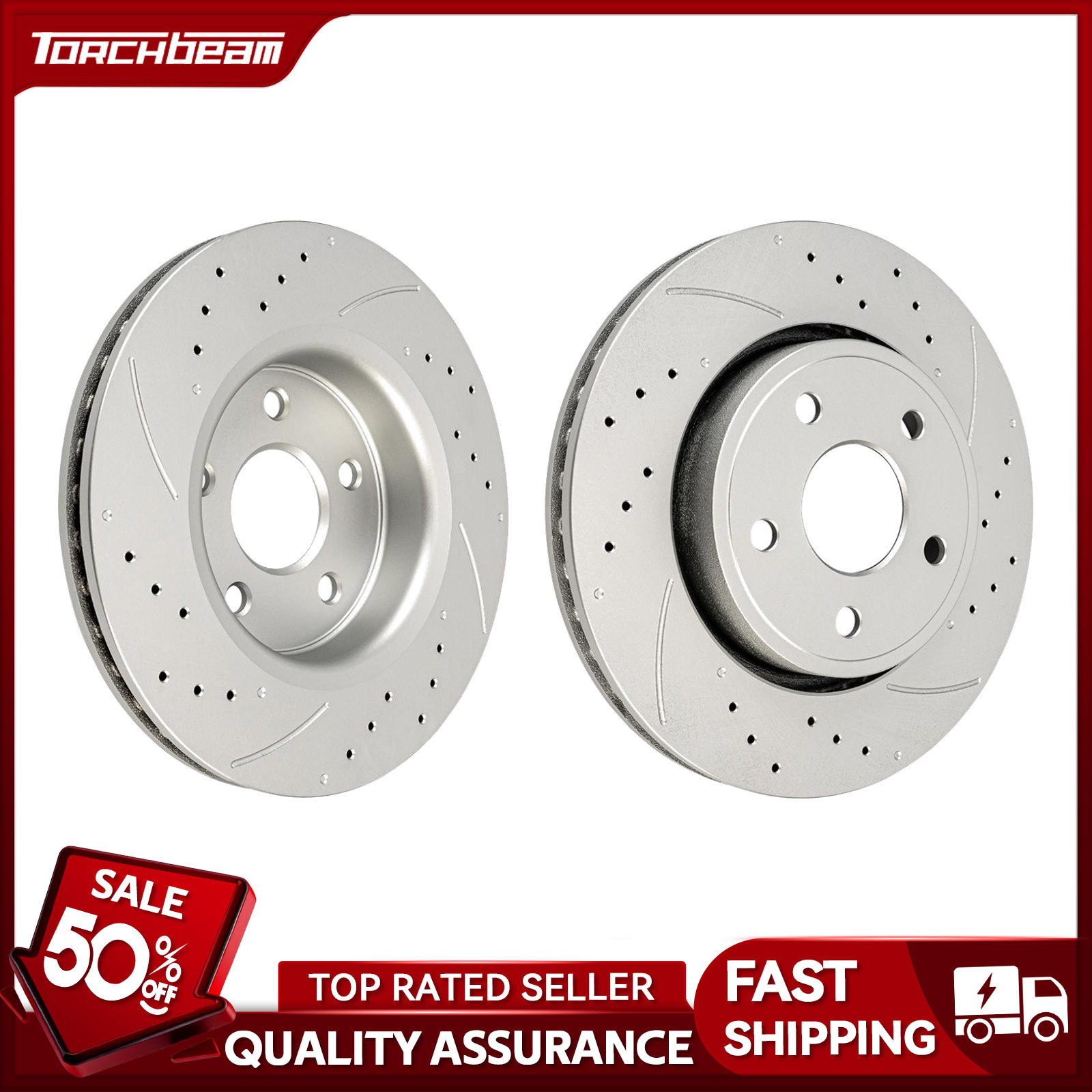 2x Drilled & Slotted Front Brake Rotors For 06-10 Jeep Grand Cherokee 3.7L 53026