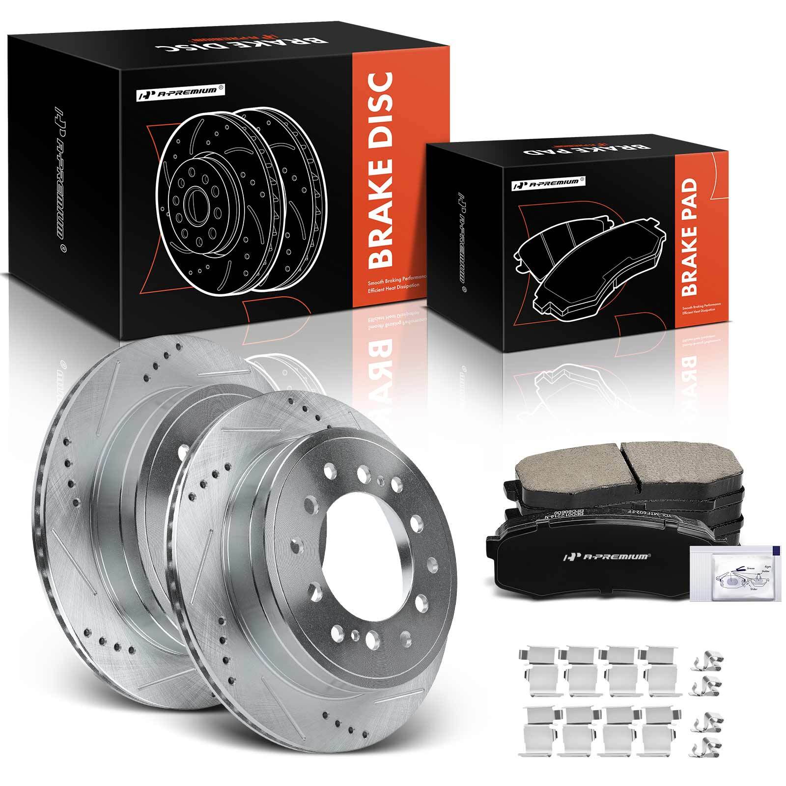 A-Premium Rear Drilled Brake Rotors & Ceramic Pads for Toyota 4Runner 2010-2021