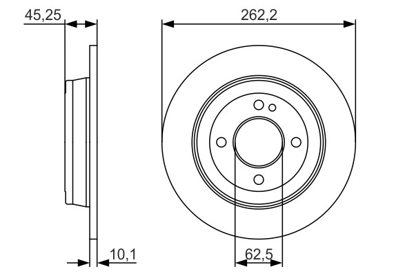 2x Brake Discs Pair Solid Rear 262.1mm 0986479A44 Bosch Set K584110U300 BD1731