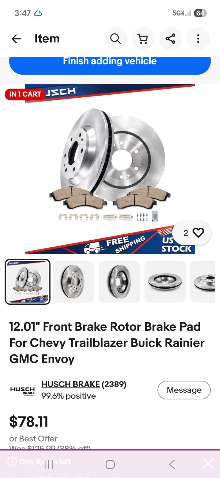 12.01″ Front Brake Rotor Brake Pad For Chevy Trailblazer Buick Rainier GMC Envoy