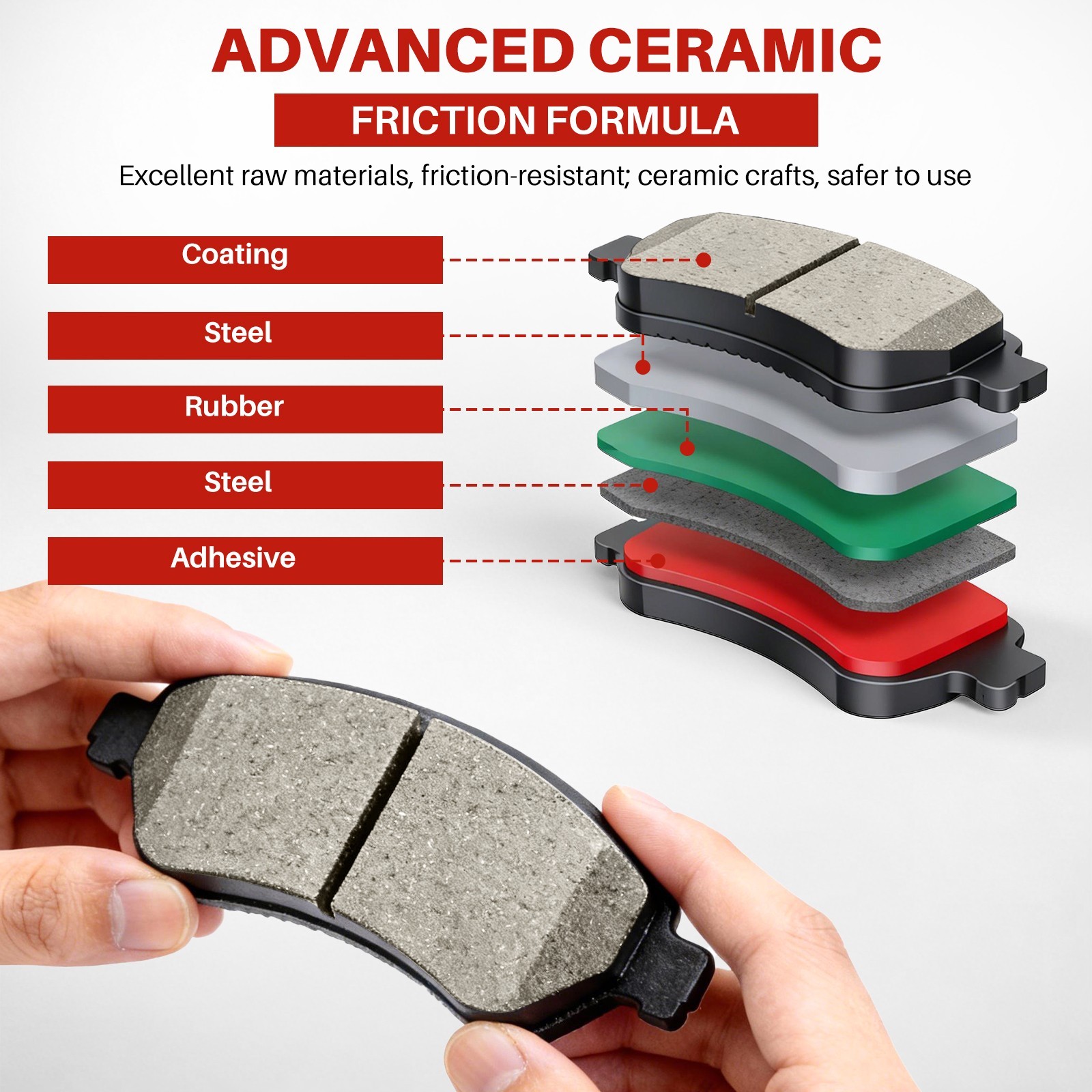 Front Rear Ceramic Brake Pads Set for 05-07 Avanti 05-09 10 Ford Mustang Base GT