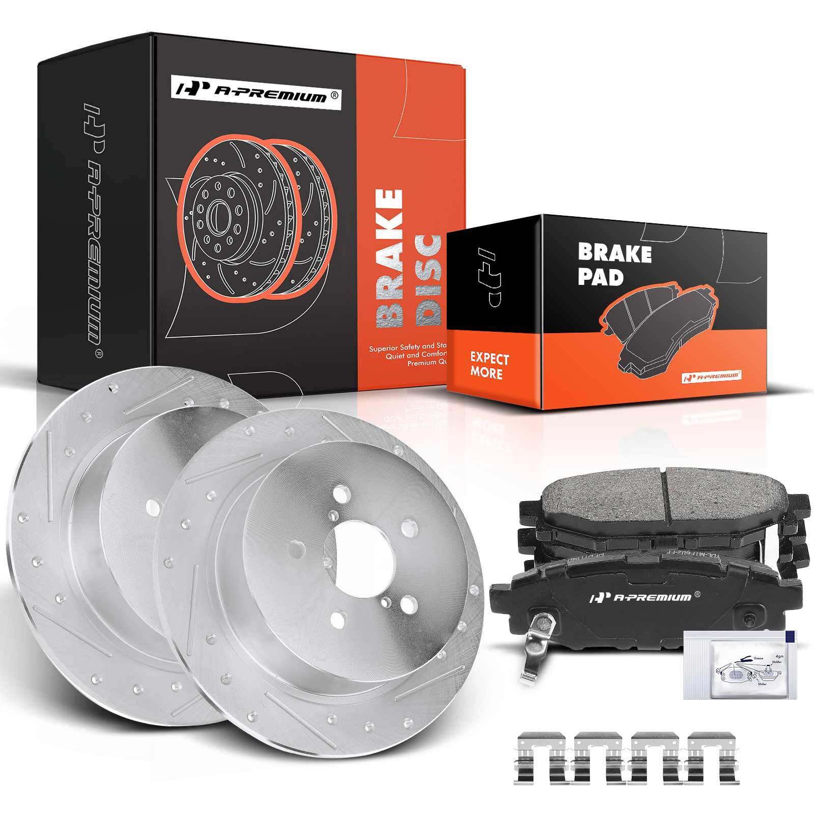 Drilled Brake Rotors & Ceramic Brake Pads Rear for Subaru Legacy Outback 05-09