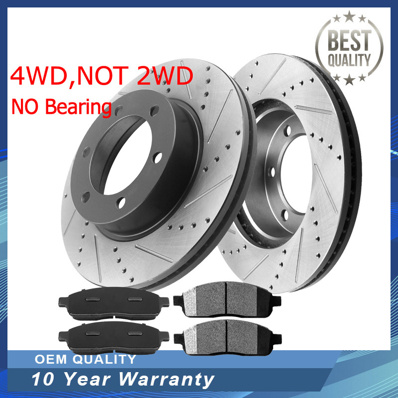 For Ford F-150 Lincoln Mark Lt Brake Rotors with Pads Front Disc Rotor 6 Lug 4WD