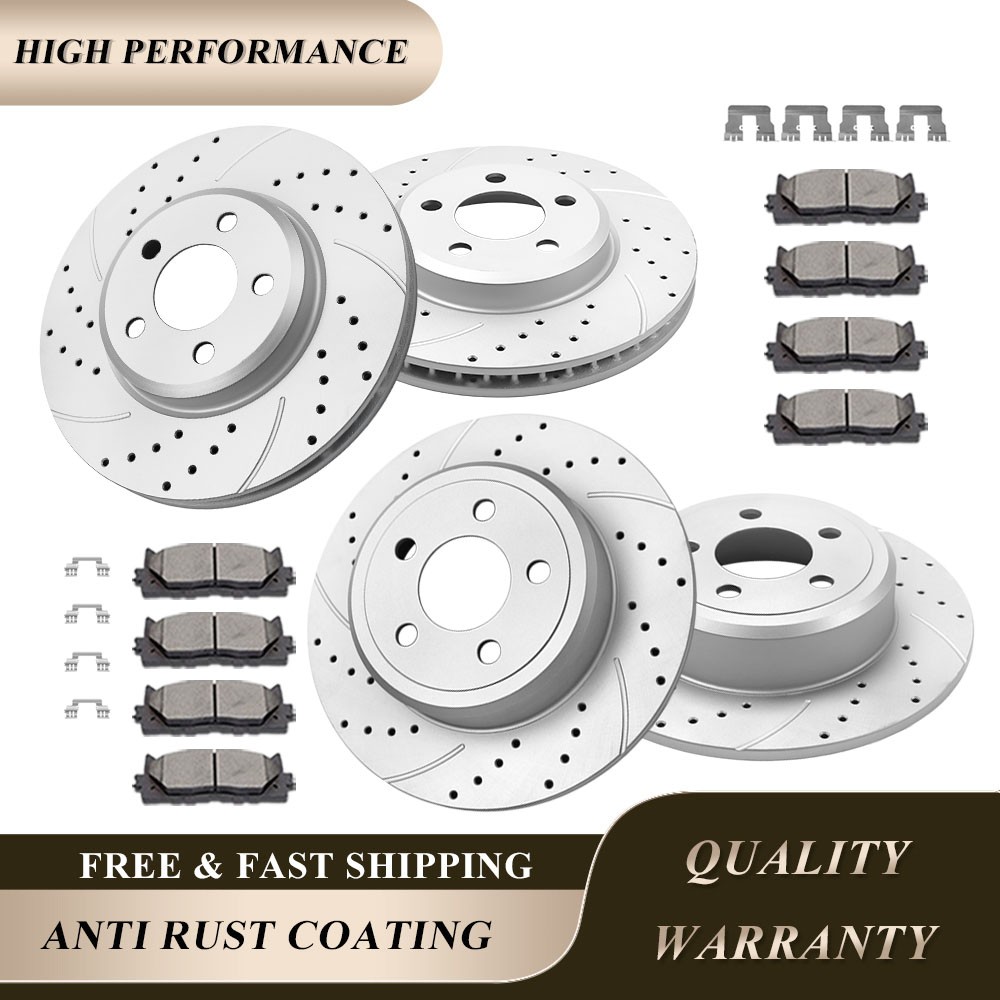 12.62″ Front Rear Drilled Rotors Brake Pads for Challenger Charger Chrysler 300