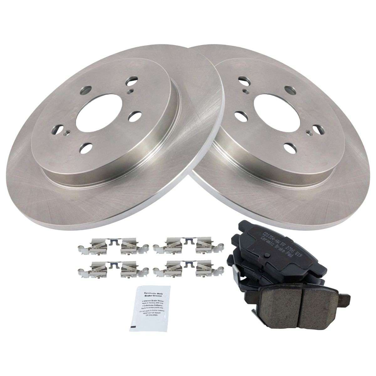 TRQ Rear Ceramic Brake Pad & Rotor Kit for Vibe Matrix 1.8 Corolla XRS