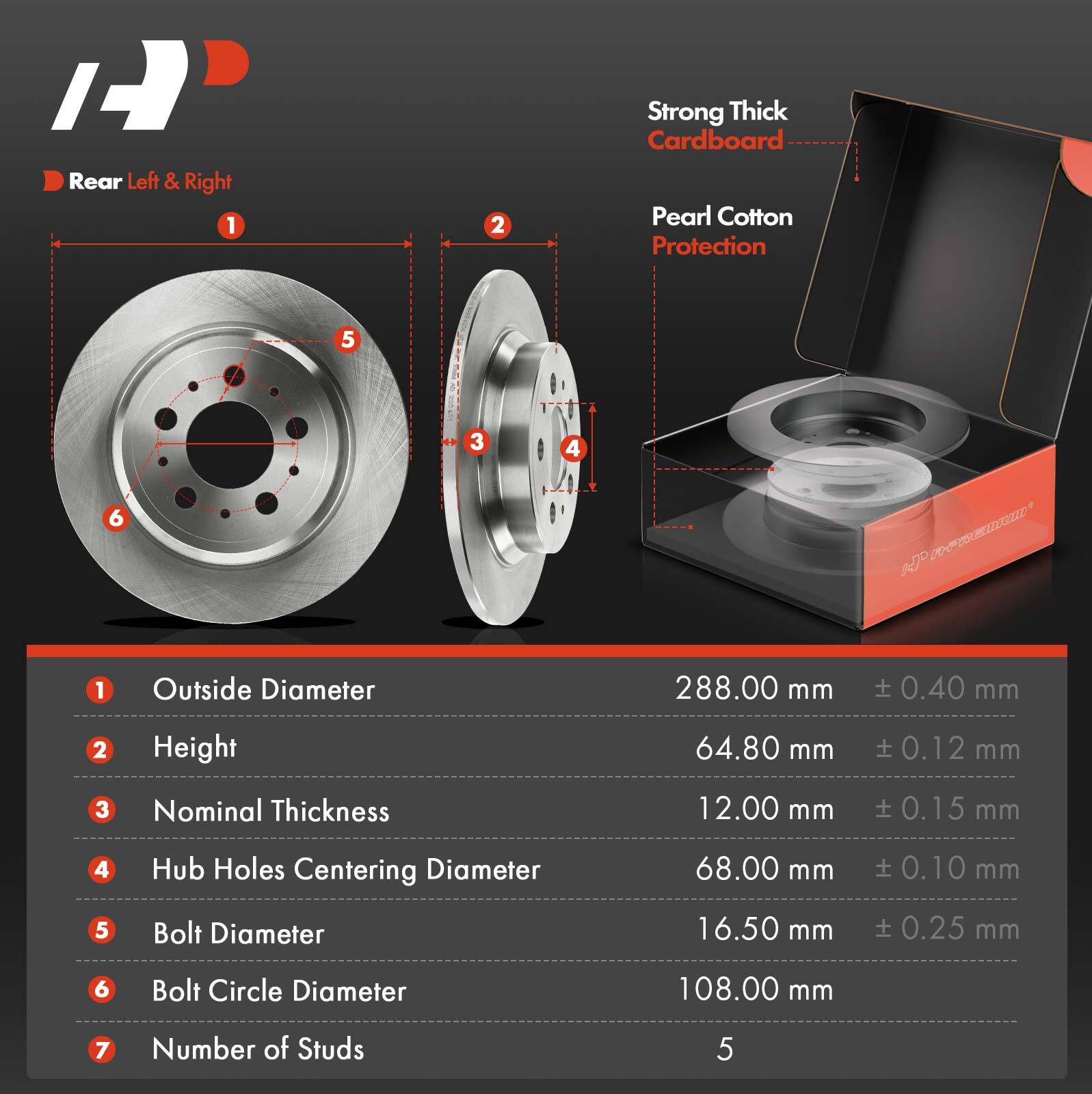A-Premium Front & Rear Disc Rotors & Brake Pads & Hub Bearings for Volvo XC70