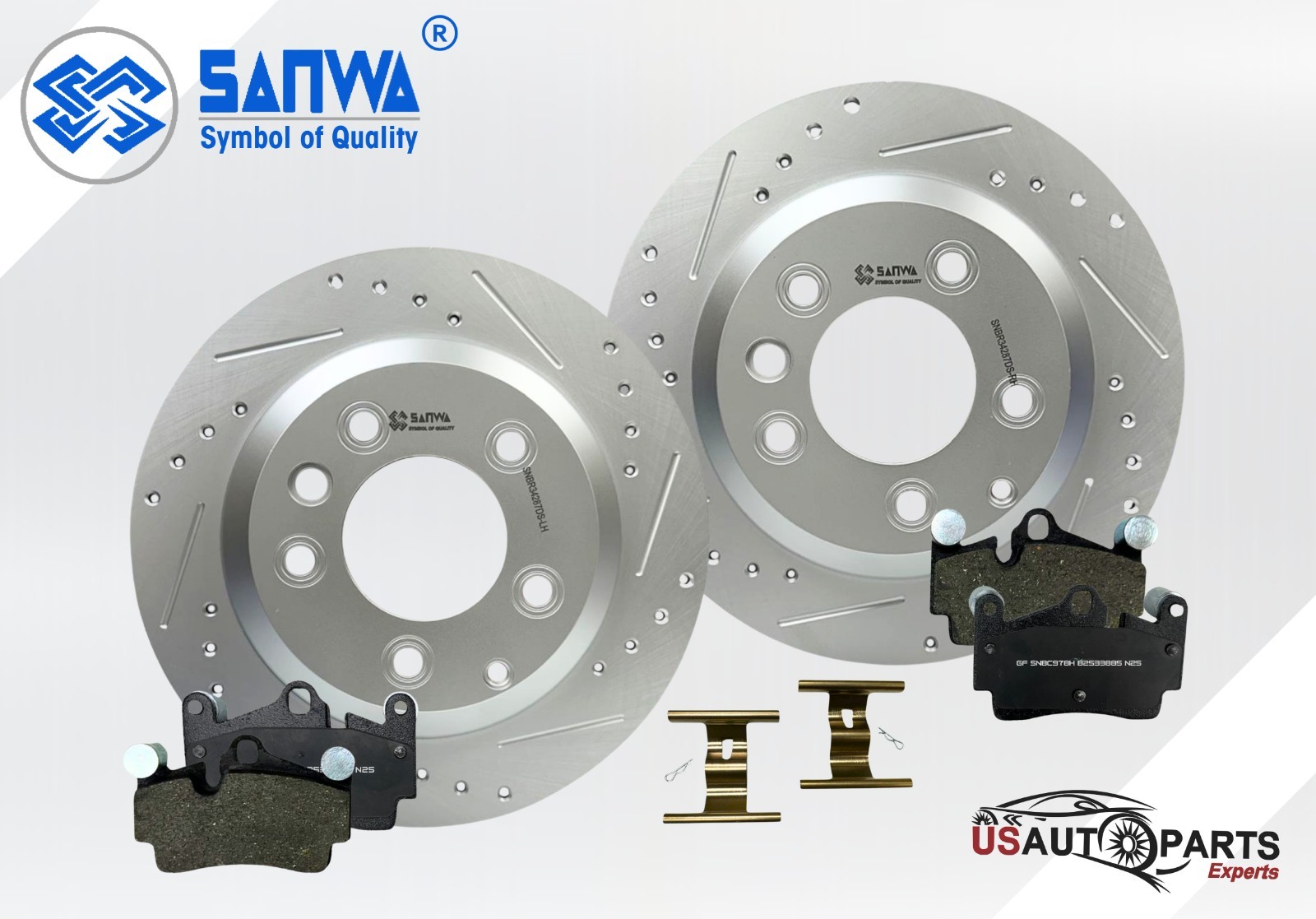 REAR BRAKE ROTOR GEOMET VENTED D&S & CERAMIC PAD KIT 330 mm FOR PORSCHE 03-15