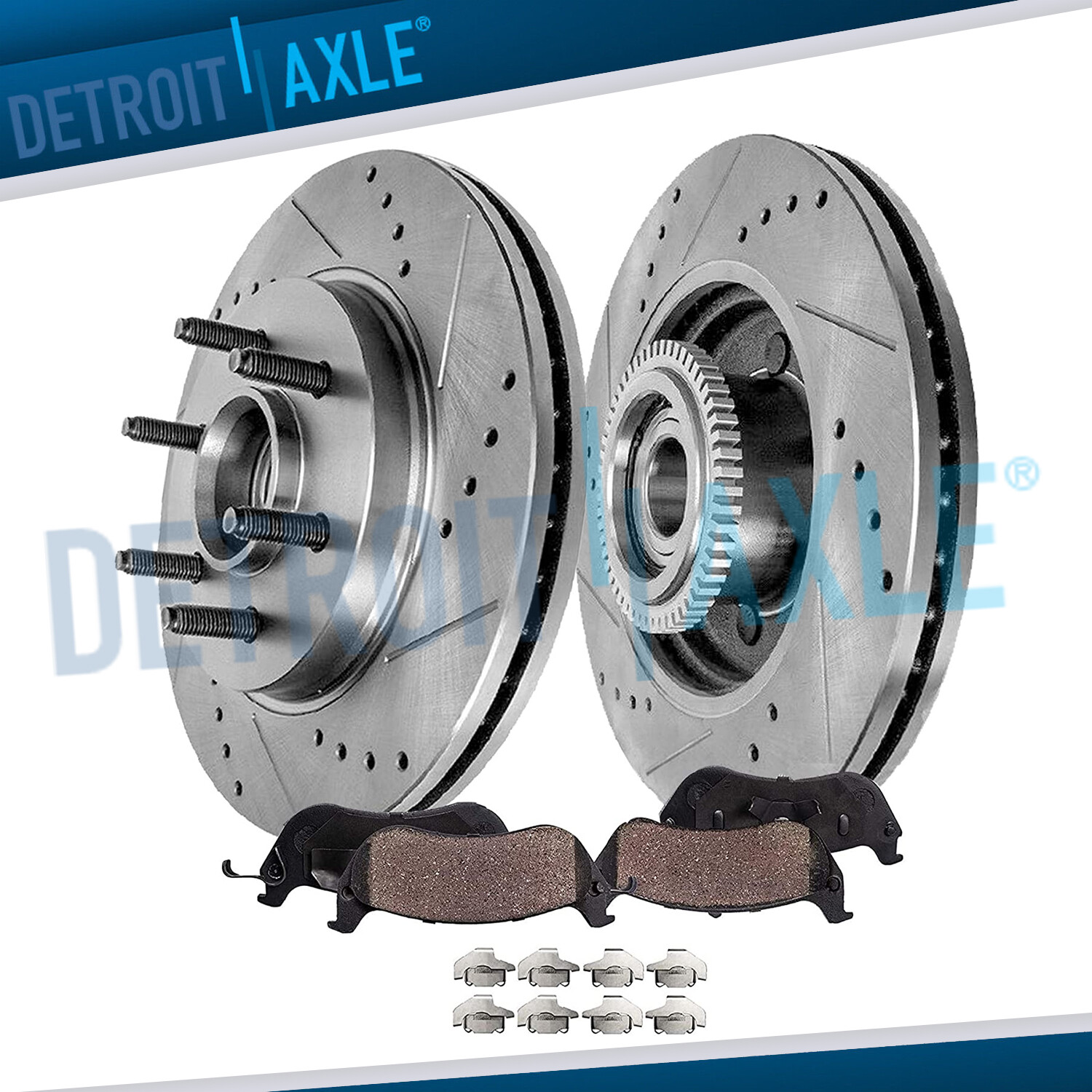 2WD 6-Lug Front 2004-2008 Ford F-150 Mark LT Drilled Rotor + Ceramic Brake Pad
