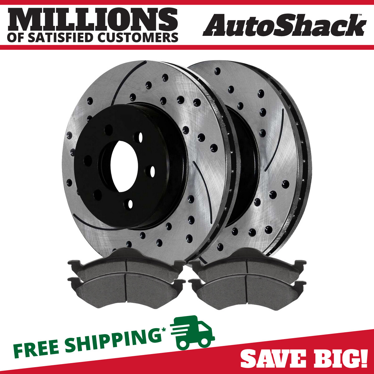 Front Drilled Slotted Brake Rotors Black & Pads for Dodge Dakota Durango 4.7L
