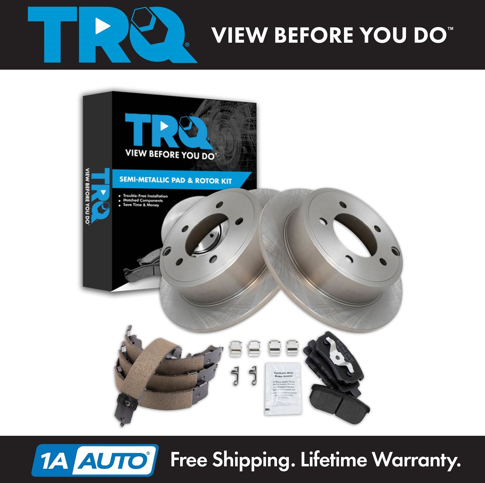 TRQ Rear Brake Pad & Rotor Kit Fits Chrysler Dodge Jeep Mitsubishi