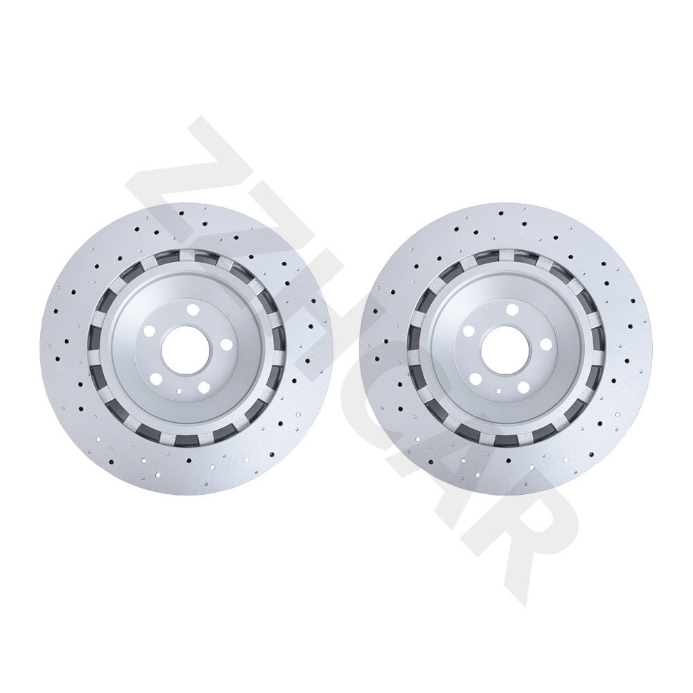 New Set of 2 Front Drilled 370mm Disc Brake Rotors for 2017-2020 Audi RS3
