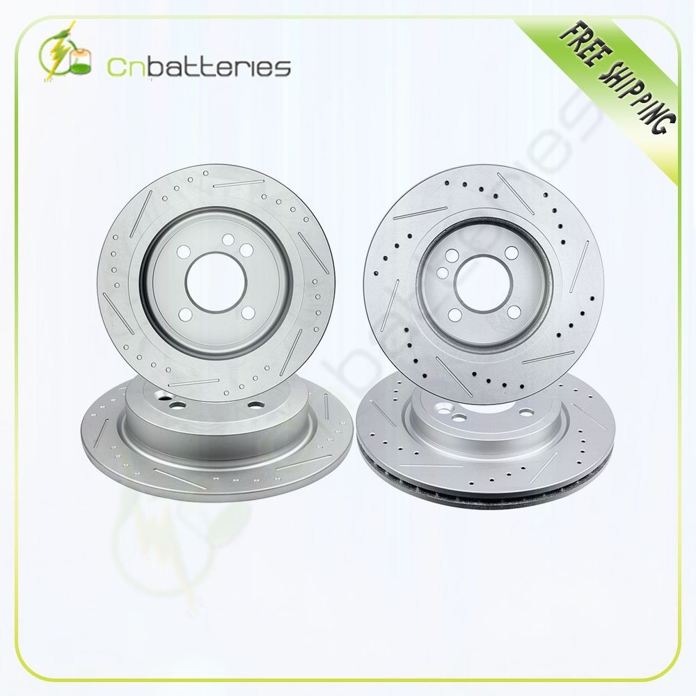 Front Rear Drilled And Slotted Brake Discs Rotors For 02 03 04 05 06 Mini Cooper