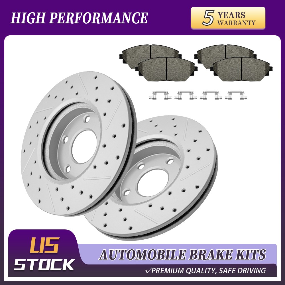 Front Drilled Brake Rotors Ceramic Pads For 2014-2021 Mazda 3/3 Sport Mazda CX-3