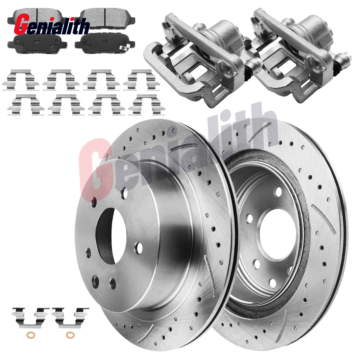 Rear Brake Disc Rotors Pads & Calipers for 2008-2013 Nissan Rogue Rogue Select