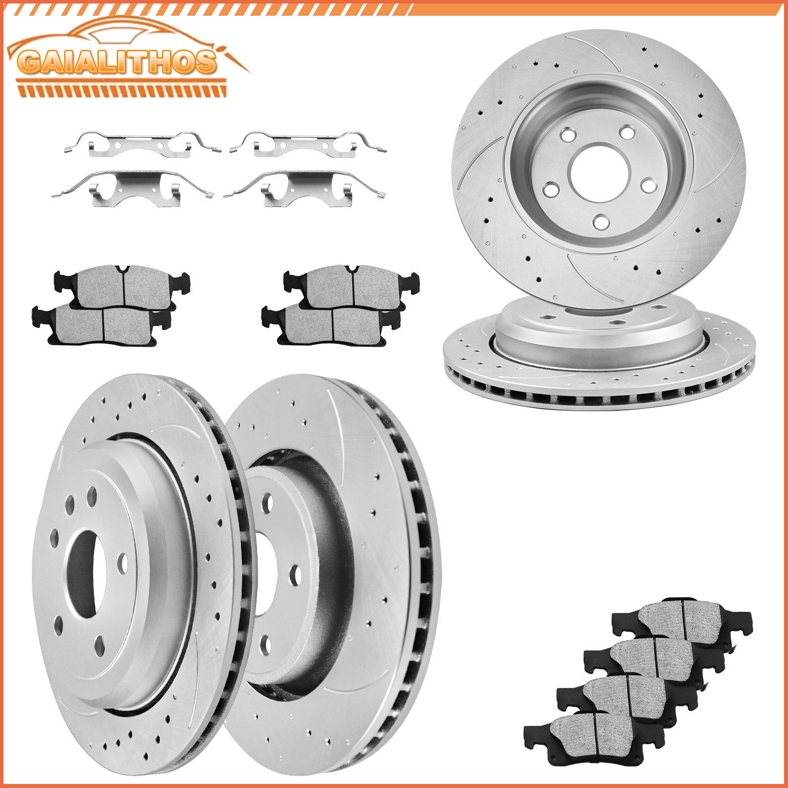 350mm Front 330mm Rear Brake Rotor Pad for 2012-2021 Jeep Grand Cherokee Durango