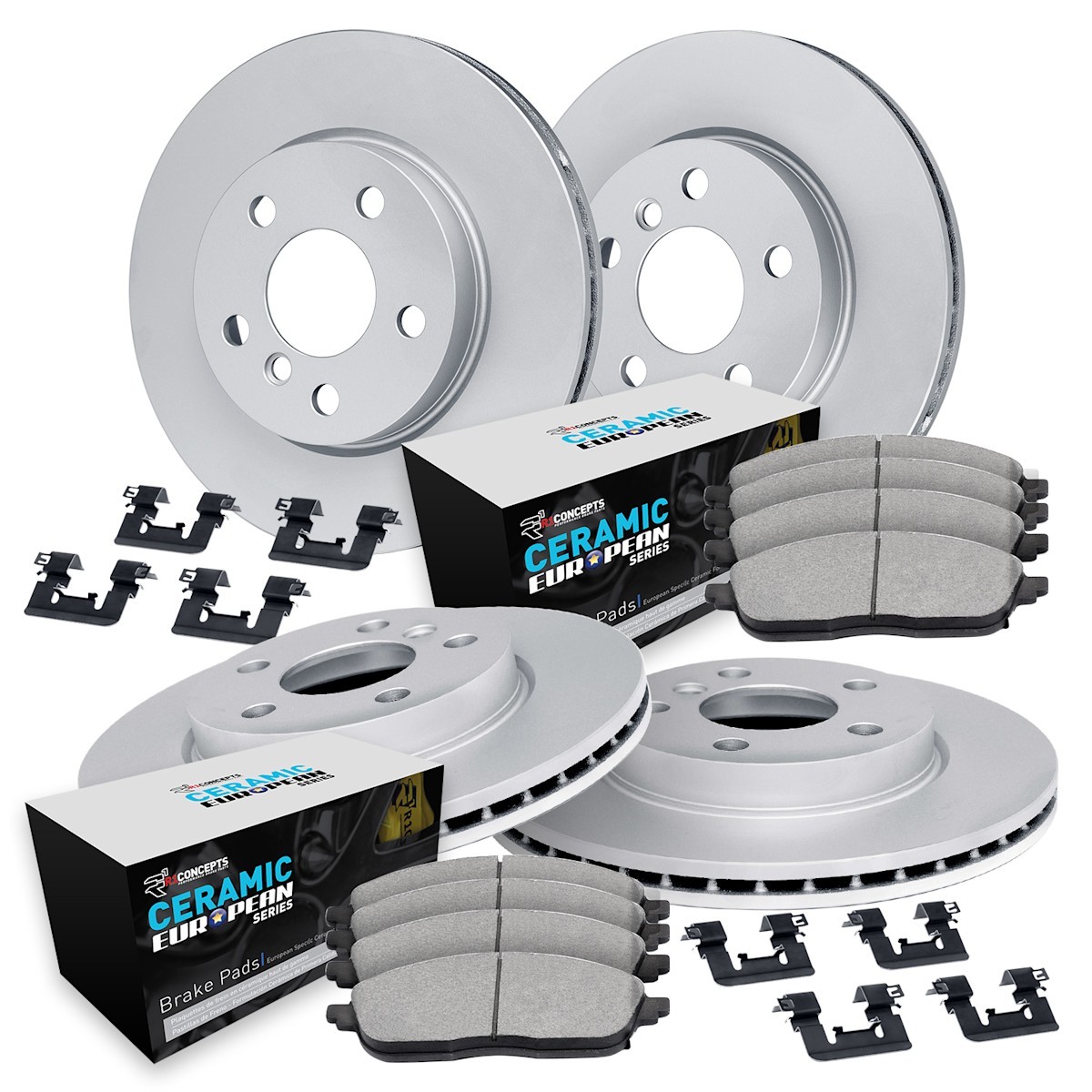 WJTH2-31005 R1 Concepts 4-Wheel Set Brake Disc and Pad Kits Front & Rear for 320