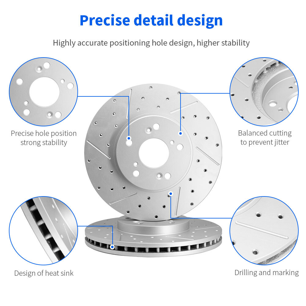 Front Rear Drilled Disc Brake Rotors Pads For Hyundai Santa Fe Sport Kia Sorento