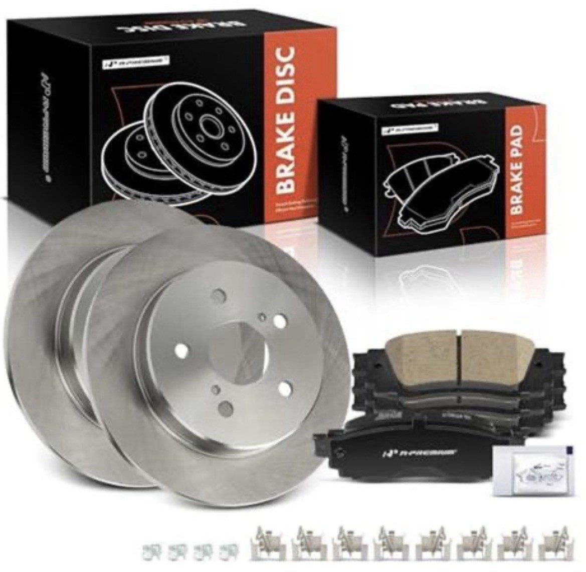 A-Premium 10.63 inch (270mm) Rear Solid Disc Brake Rotors + Ceramic Pads kit Com