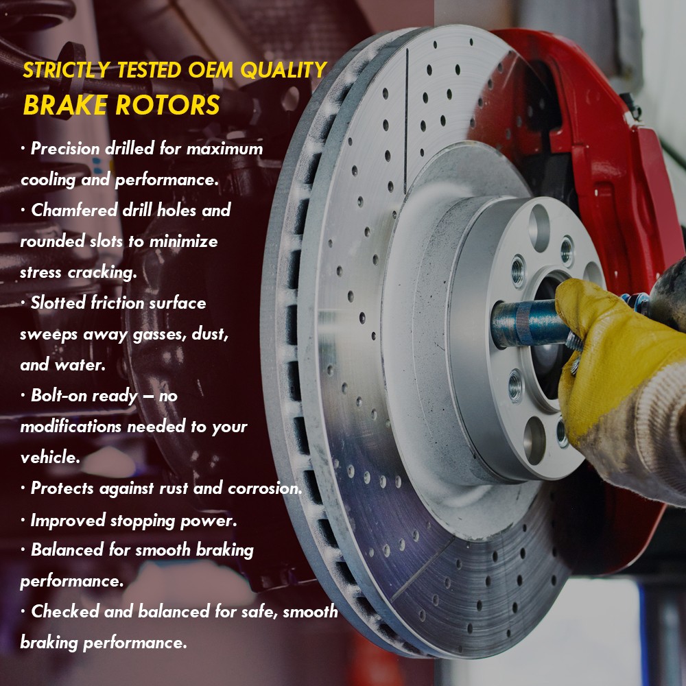 2PCS Rear Drilled and Slotted Brake Disc Rotors For 2018 – 2024 Toyota Camry FWD