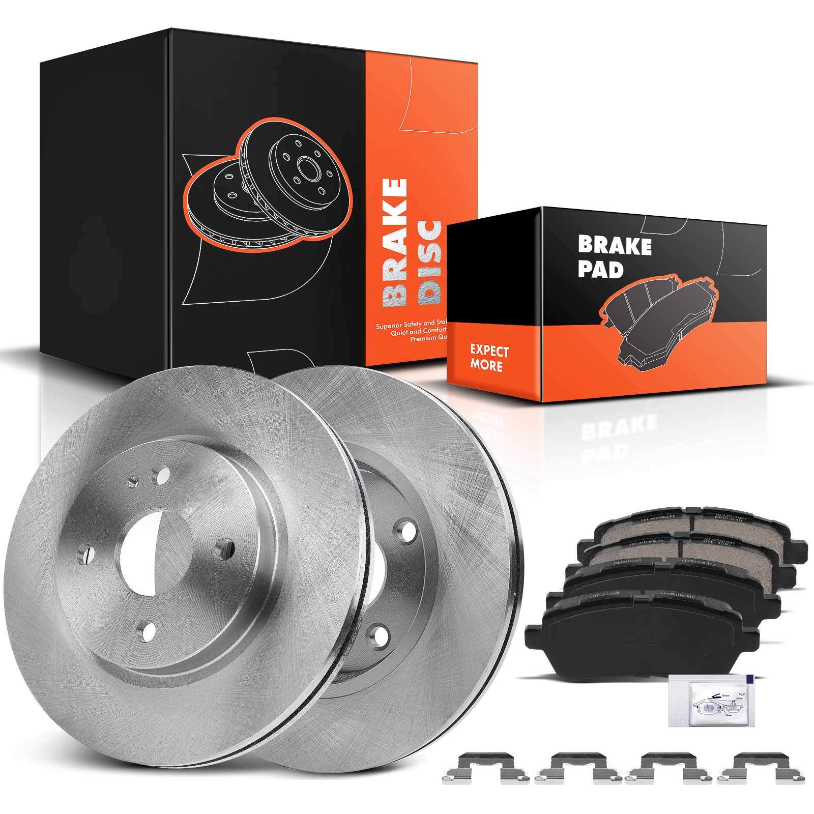 Front Left &Right Disc Brake Rotors + Brake Pads for Mazda 2 2011 2012 2013 2014