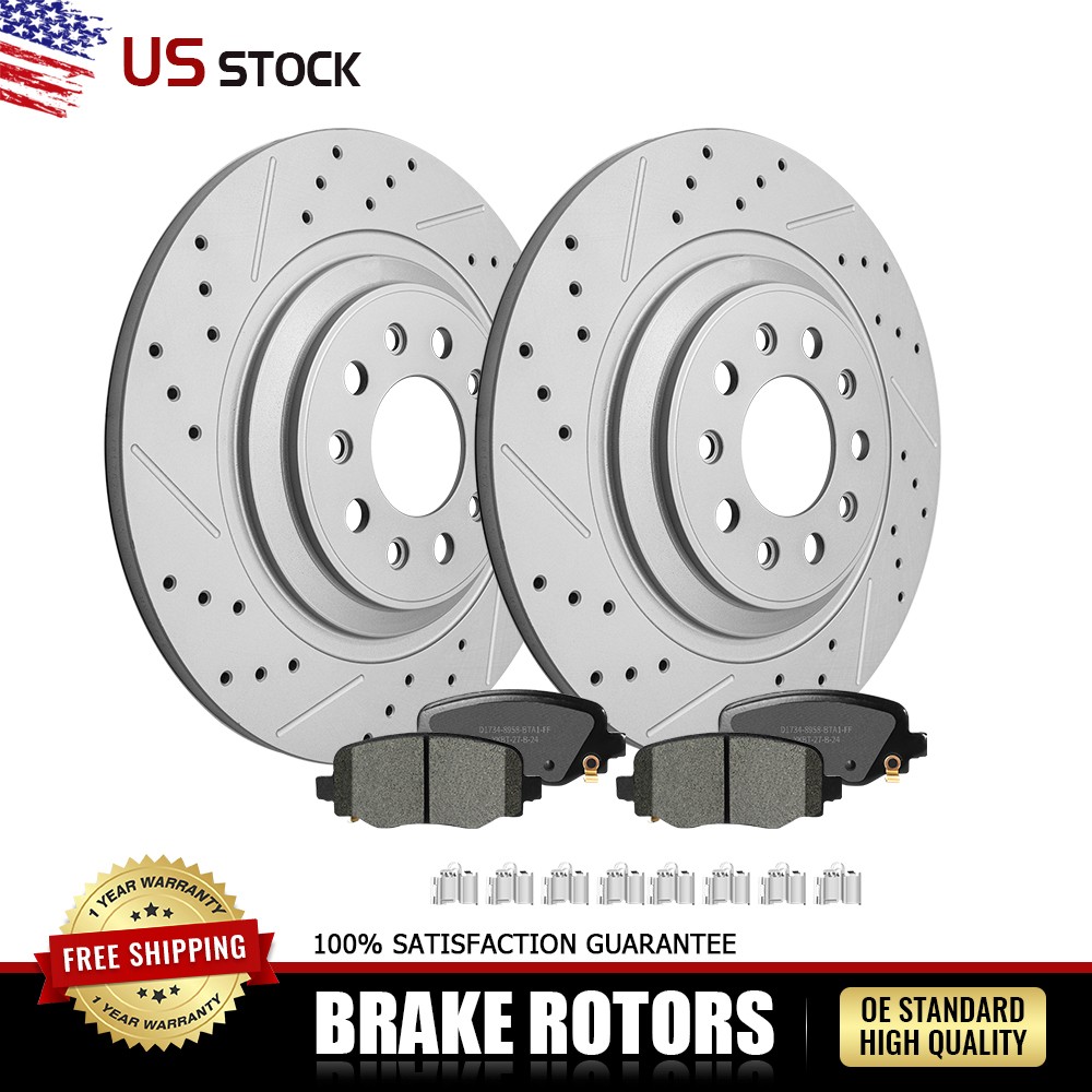 Rear Disc Rotors+Brake Pads Set for 2014-2022 Jeep Cherokee W/2 Piston Calipers