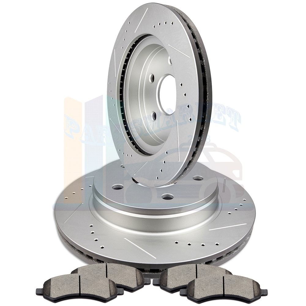 2X Front Discs Brake Rotors and 4X Pads For DODGE RAM 1500 2006 – 2010 Drill