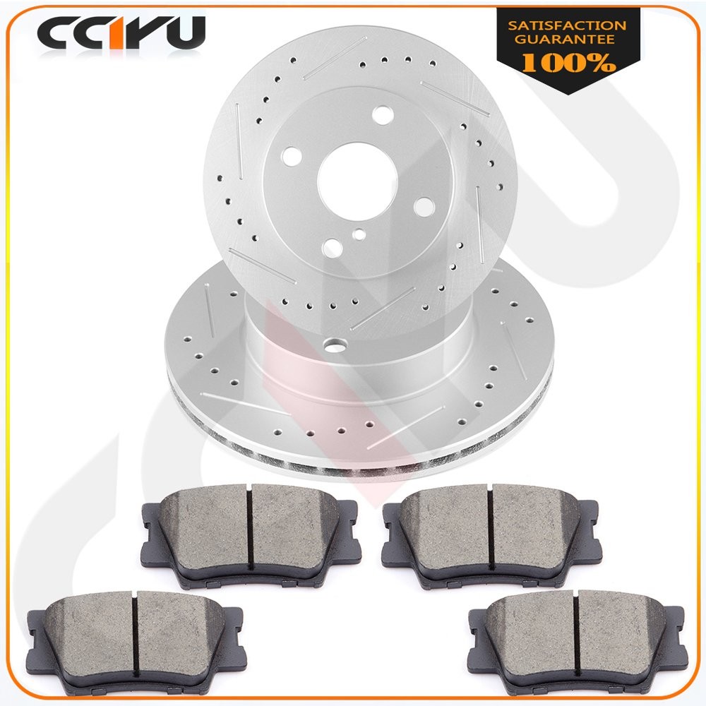 Fits Lexus HS250H 2010 – 2012 Rear Slotted Brake Rotors Discs And Ceramic Pads