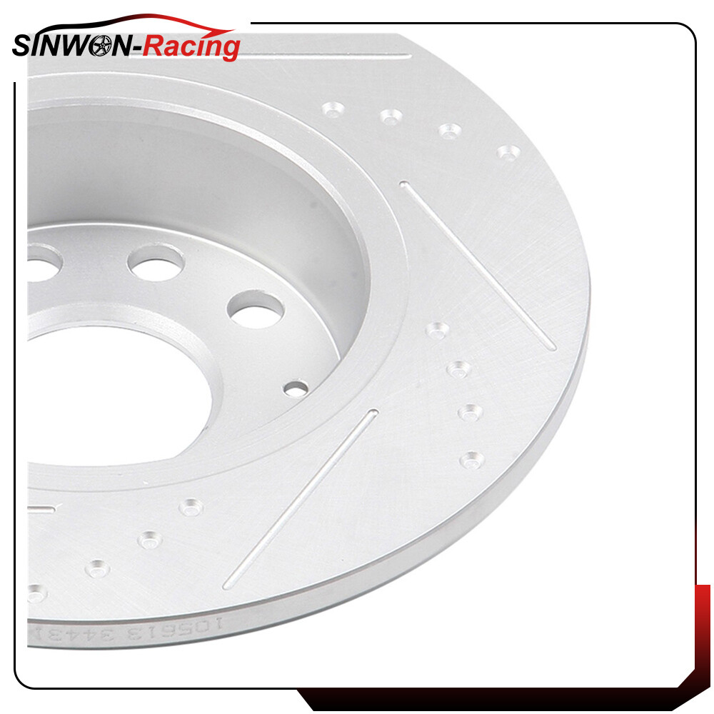 Front Rear Brake Discs Rotor Slot Ceramic Pads For Vw Golf 2010 – 2014 2.0L TDI